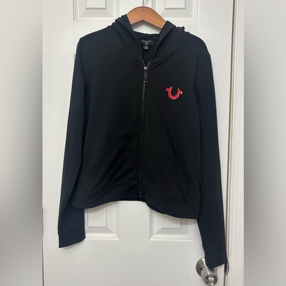 True Religion Black Zip-Up Hoodie